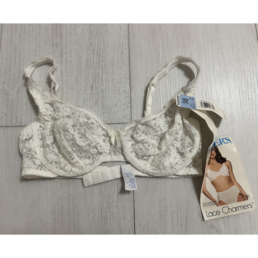 NWT Vintage‎ Warner's Lace Charmers Bra Sz 34B White Lace Unlined 2512